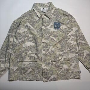 Disney Resort Spirit Jersey Mens XL Green Leaf Print Jungle Cruise Button Up